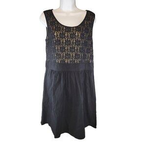 Style & Co Petite Black Lace Top Dress Size 14P 14 Petite Sleeveless Flare Skirt